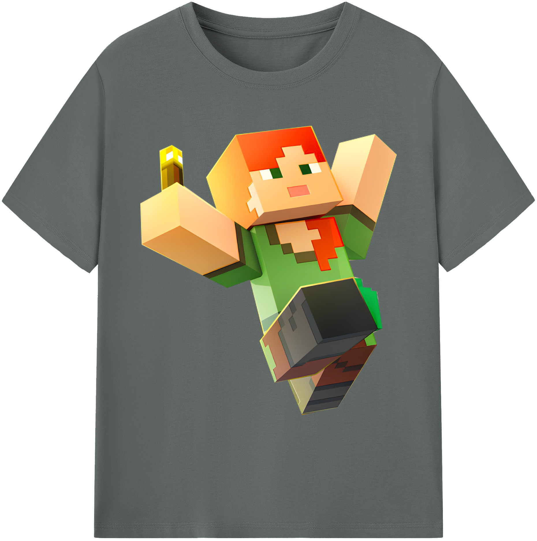 （画像用） マインクラフト ブロックの世界 Minecraft MC Block world 綿100％ メンズ半袖Tシャツ｜肌触りやわらか＆通気性